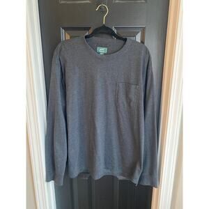 Woolrich men's long-sleeve gray pocket crew neck t-shirt-Size L